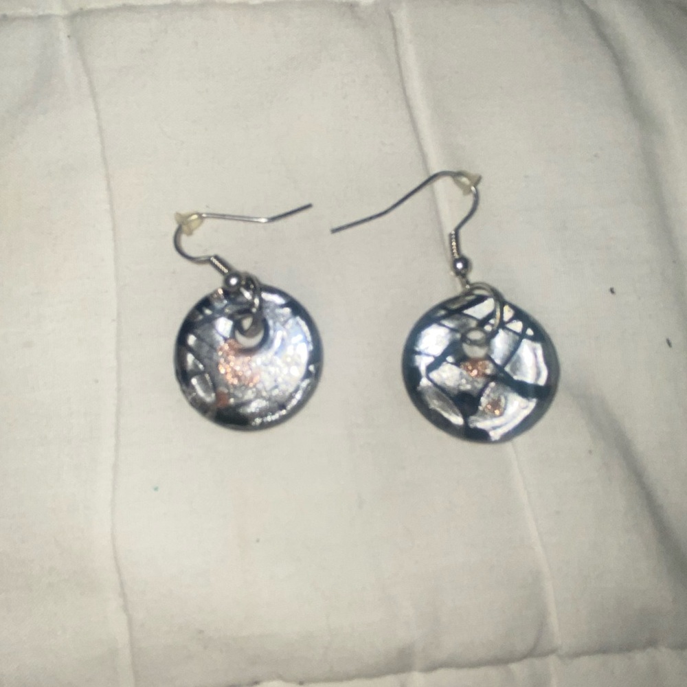 Black and silver with a hint of rose gold earrings